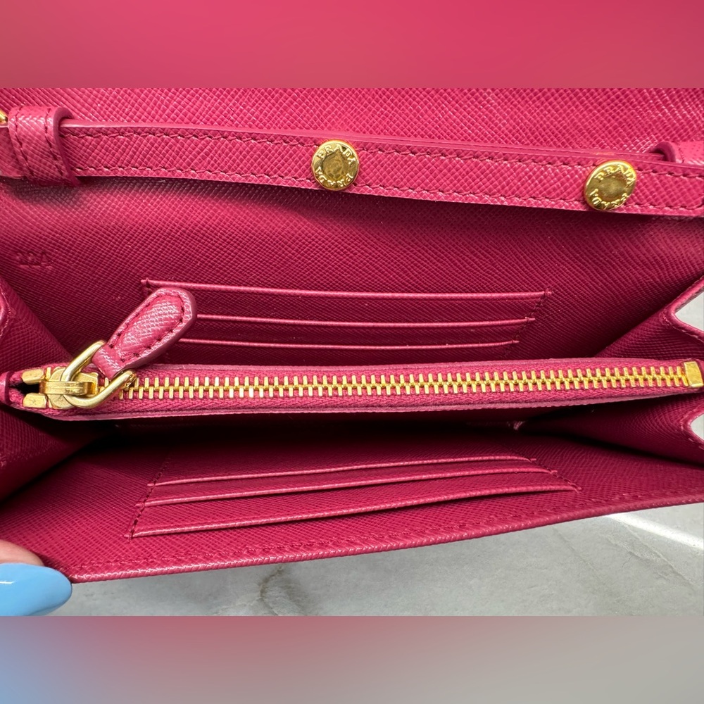 Prada Ibisco Saffiano Leather Wallet On Chain(leather strap) Pochette/Clutch Bag - Picture 8 of 13